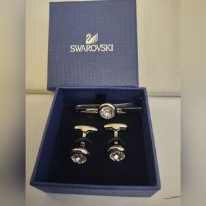 Swarovski Cuff Links & Tie Bar